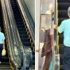 Elderly man on stationary escalator: viral video divides opinion