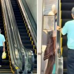 Elderly man on stationary escalator: viral video divides opinion