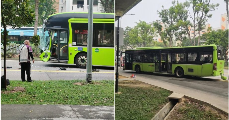 Six people injured in accident involving three public buses in Yishun Six people injured in accident involving three public buses in Yishun