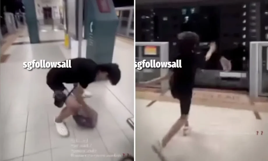 Boy throws bag off LRT station platform