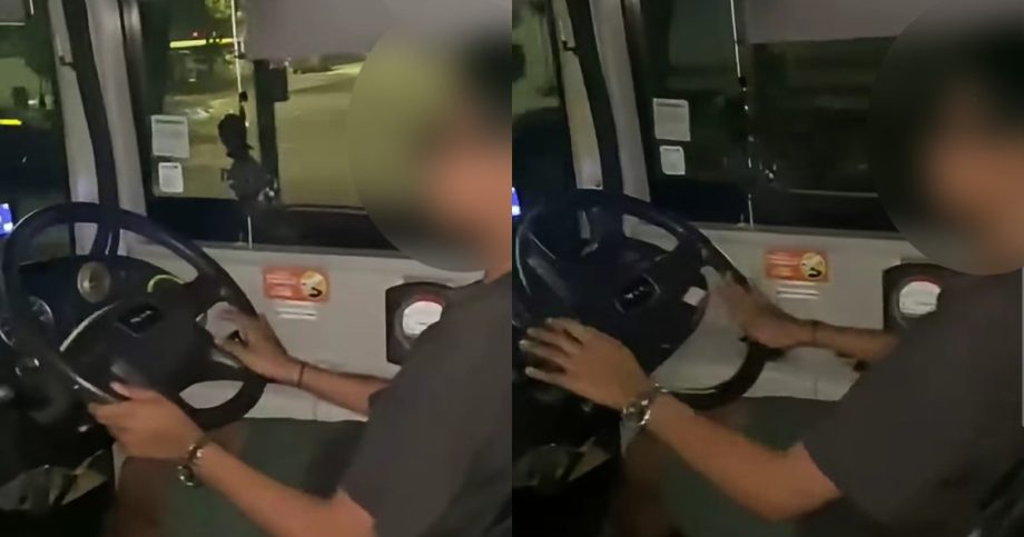 Person appearing to be teen seen driving bus in Singapore parking lot; video sparks discussion online, Singapore News Person appearing to be teen seen driving bus in Singapore parking lot; video sparks discussion online, Singapore News