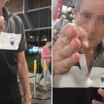 Elderly man shoves tray, throws food at diner