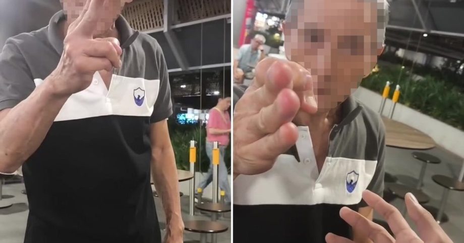 Elderly man shoves tray, throws food at diner Elderly man shoves tray, throws food at diner