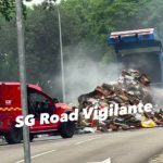 Recycling truck catches fire on Bedok Reservoir Road; no injuries reported, Singapore News