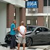 Car skids, crashes into wall at Tampines HDB block
