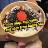 @woboeating Trying onion rings, tamago sando and miso/mushroom udon from @Buddy-…