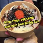 @woboeating Trying onion rings, tamago sando and miso/mushroom udon from @Buddy-…